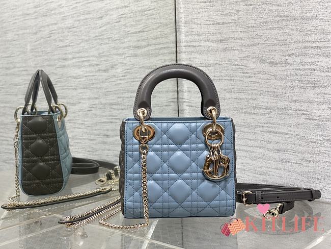 kitlife Mini Lady Dior Bag Two-Tone blue and gray- 17x7x15cm - 1