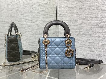 kitlife Mini Lady Dior Bag Two-Tone blue and gray- 17x7x15cm