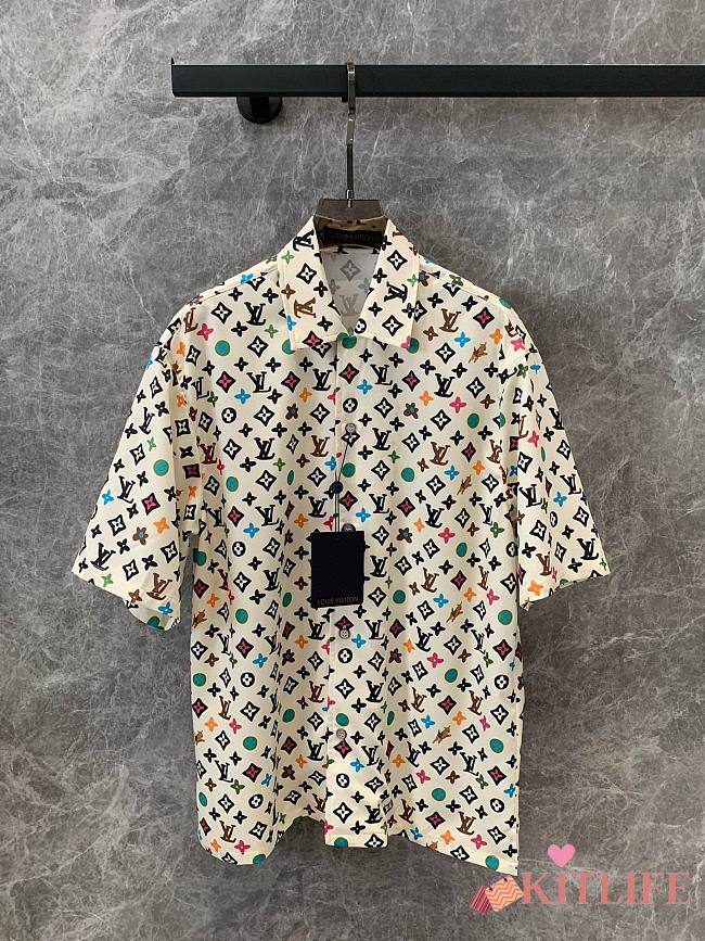 Kitlife Lousi Vuitton Monogram Printed Short-Sleeved Silk Shir - 1