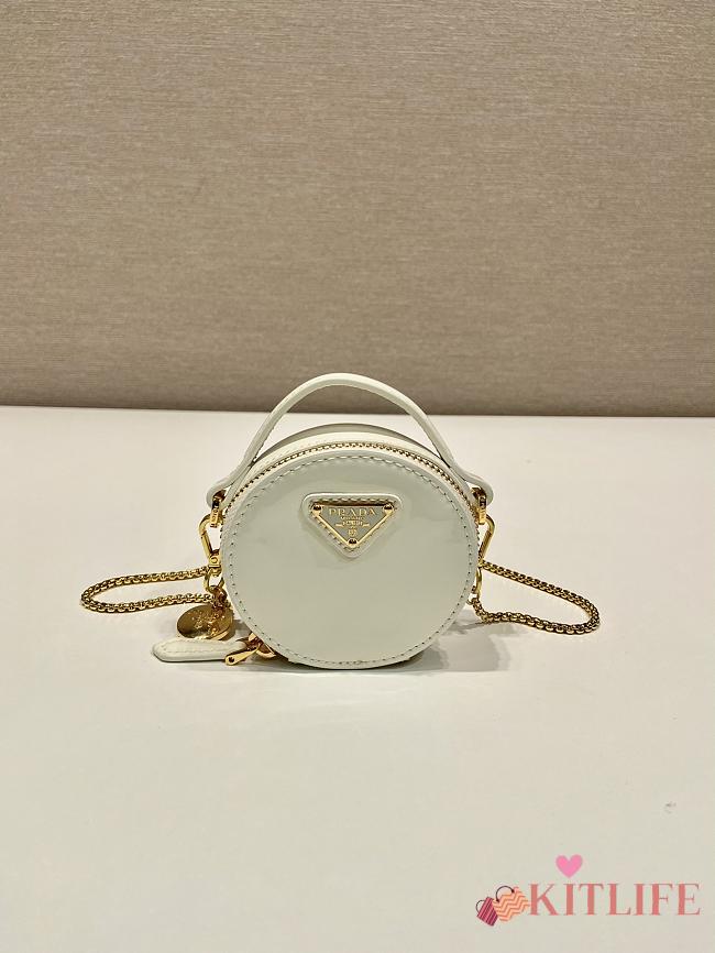 Kiltife Prada Patent leather mini pouch white bag - 8x7.2x3.5cm - 1