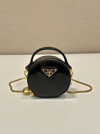 Kiltife Prada Patent leather mini pouch black bag - 8x7.2x3.5cm