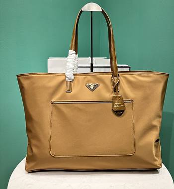 Kitlife Prada Re-Edition 1978 large Re-Nylon and Saffiano leather tote brown bag - 43x31x15cm