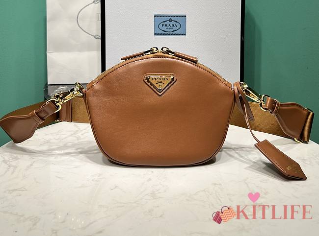 kitlife PRADA Women's Leather Mini Shoulder Bag In Brown - 18x15x8cm - 1