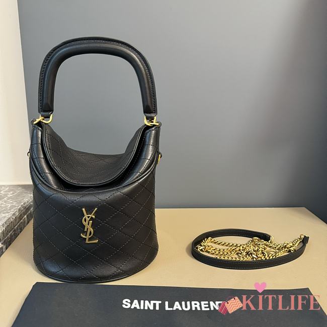 kitlife SAINT LAURENT Gaby Mini Leather Bucket Bag - 19×17×15cm - 1