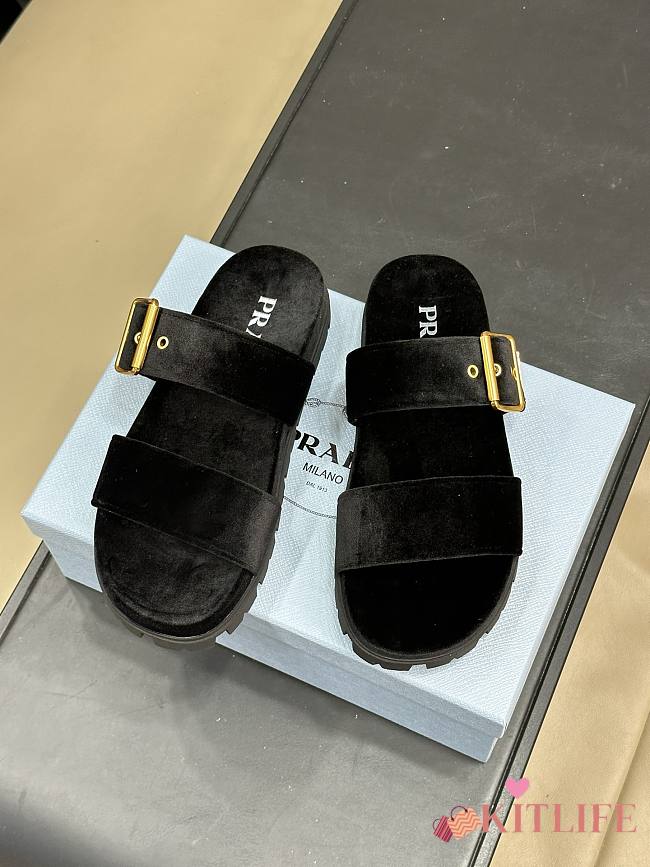 Kitlife Prada Velvet slides black - 1