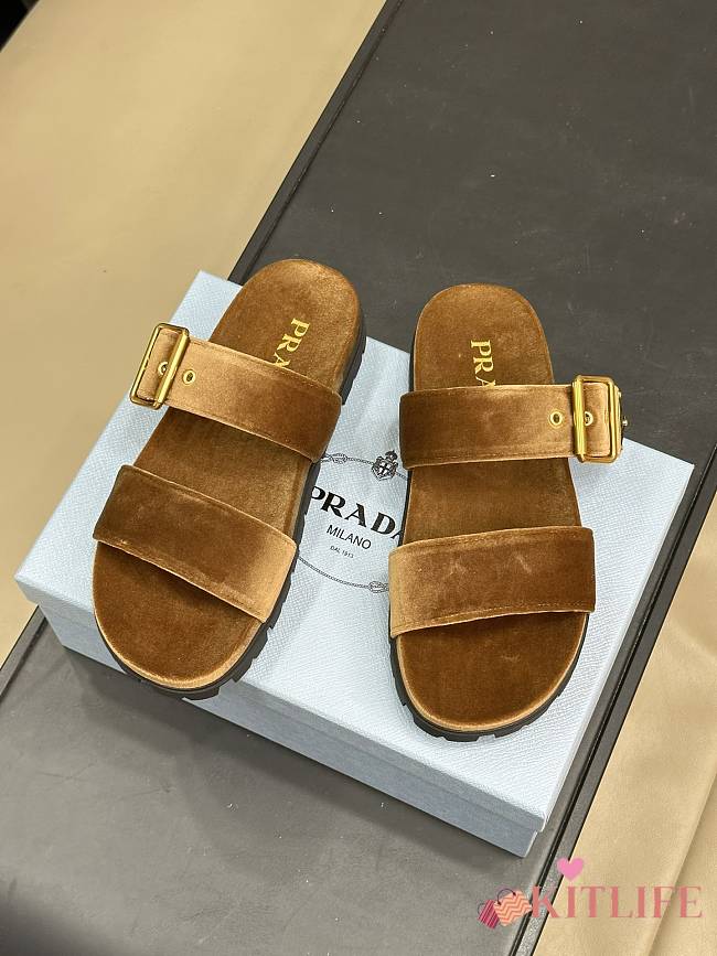Kitlife Prada Velvet slides brown - 1