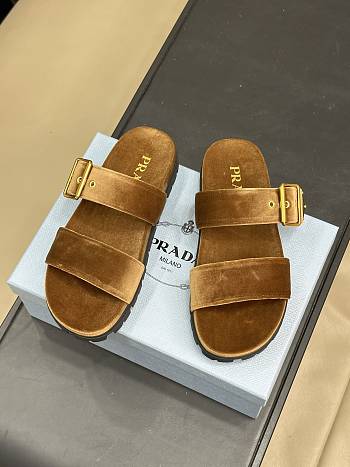 Kitlife Prada Velvet slides brown