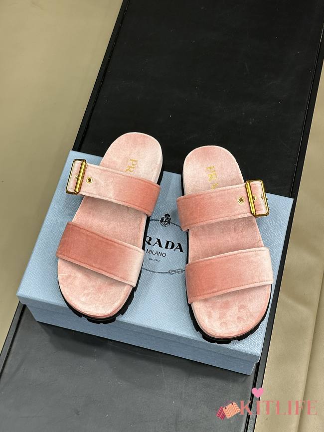 Kitlife Prada Velvet slides Pink - 1