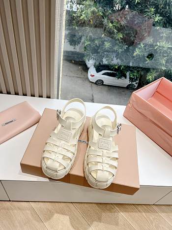 kitlife MiuMiu EVA platform cage sandals white