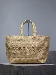 Kitlife SAINT LAURENT Logo-embroidered Raffia beige Tote Bag In Naturel - 43x35x18 cm - 1