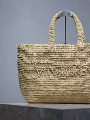 Kitlife SAINT LAURENT Logo-embroidered Raffia beige Tote Bag In Naturel - 43x35x18 cm - 5