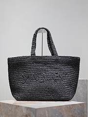 Kitlife SAINT LAURENT Logo-embroidered Raffia black Tote Bag In Naturel - 43x35x18 cm - 1