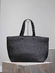 Kitlife SAINT LAURENT Logo-embroidered Raffia black Tote Bag In Naturel - 43x35x18 cm - 6