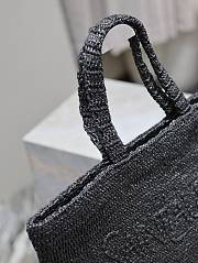 Kitlife SAINT LAURENT Logo-embroidered Raffia black Tote Bag In Naturel - 43x35x18 cm - 5