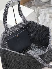 Kitlife SAINT LAURENT Logo-embroidered Raffia black Tote Bag In Naturel - 43x35x18 cm - 4