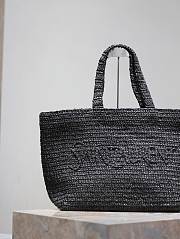 Kitlife SAINT LAURENT Logo-embroidered Raffia black Tote Bag In Naturel - 43x35x18 cm - 3