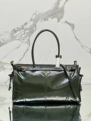 Kitlife Prada Women's Black Large Leather Top-handle Bag green - 38x30x12cm - 1