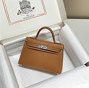 Kitlife Hermes Kelly mini brown silver hardware – 20x16x10cm - 1