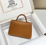 Kitlife Hermes Kelly mini brown silver hardware – 20x16x10cm - 4