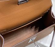 Kitlife Hermes Kelly mini brown silver hardware – 20x16x10cm - 3