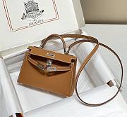 Kitlife Hermes Kelly mini brown silver hardware – 20x16x10cm - 2