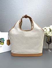 Kitlife PRADA Logo-embossed large linen and leather tote bag - 37.5x30x13 cm - 4