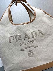 Kitlife PRADA Logo-embossed large linen and leather tote bag - 37.5x30x13 cm - 3