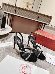 kitlife CHRISTIAN LOUBOUTIN Emilie 100mm crystal-embellished suede slingback sandals black - 1