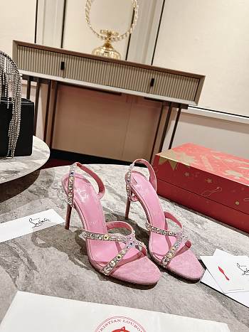 kitlife CHRISTIAN LOUBOUTIN Emilie 100mm crystal-embellished suede slingback sandals Pink