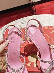 kitlife CHRISTIAN LOUBOUTIN Emilie 100mm crystal-embellished suede slingback sandals Pink - 5