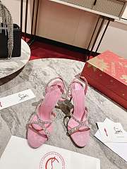 kitlife CHRISTIAN LOUBOUTIN Emilie 100mm crystal-embellished suede slingback sandals Pink - 3