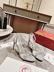 kitlife CHRISTIAN LOUBOUTIN Emilie 100mm crystal-embellished suede slingback sandals silver - 5
