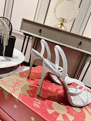 kitlife CHRISTIAN LOUBOUTIN Emilie 100mm crystal-embellished suede slingback sandals silver - 4