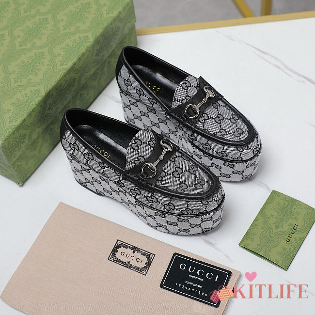 Kitlife Gucci gray Horsebit Platform Loafers - 1