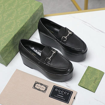 Kitlife Gucci Black Horsebit Platform Loafers