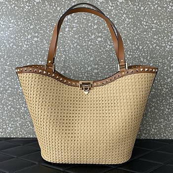 kitlife Valentino Garavani Rockstud Rafia shopping bag -  31x30x13.5 cm