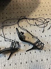 kitlife Saint Laurent Women's Black Leather Heel Sandals - 9CM - 2