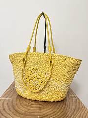 kitlife LOEWE + Paula's Ibiza Medium Leather-trimmed Woven Raffia Tote In Neutrals Yellow - 46x24x15 cm - 1