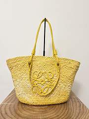 kitlife LOEWE + Paula's Ibiza Medium Leather-trimmed Woven Raffia Tote In Neutrals Yellow - 46x24x15 cm - 4