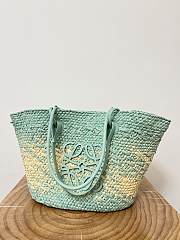 kitlife LOEWE + Paula's Ibiza Medium Leather-trimmed Woven Raffia Tote In Neutrals Blue - 46x24x15 cm - 5