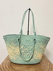 kitlife LOEWE + Paula's Ibiza Medium Leather-trimmed Woven Raffia Tote In Neutrals Blue - 46x24x15 cm - 4