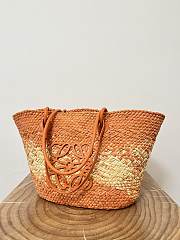 kitlife LOEWE + Paula's Ibiza Medium Leather-trimmed Woven Raffia Tote In Neutrals Orange - 46x24x15 cm - 6