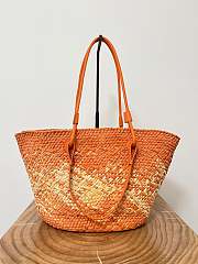 kitlife LOEWE + Paula's Ibiza Medium Leather-trimmed Woven Raffia Tote In Neutrals Orange - 46x24x15 cm - 4