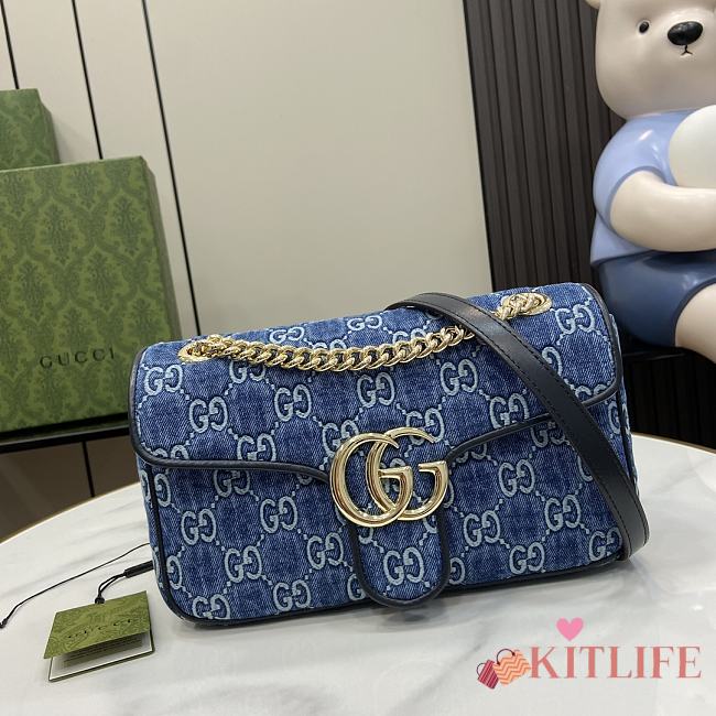 Kitlife GUCCI BLUE ‘GG MARMONT SMALL’ SHOULDER BAG - 26x15x7 cm - 1