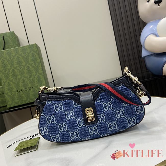 Kitlife Gucci Moon Side mini shoulder bag blue denim - 27.5x 12.5x 6.5 cm - 1