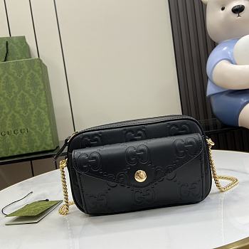 Kitlife GUCCI Super Mini GG leather crossbody bag black - 18x11x4 cm