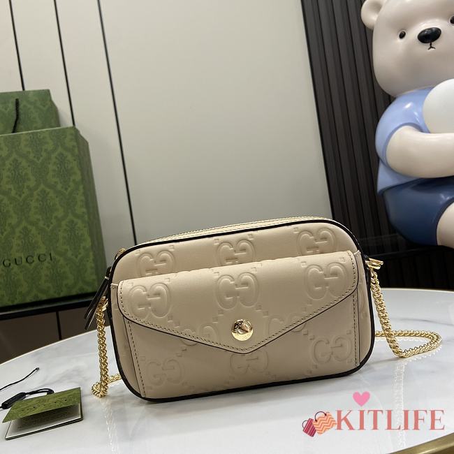 Kitlife GUCCI Super Mini GG leather crossbody bag Beige - 18x11x4 cm - 1