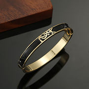 kitlife SAINT LAURENT Logo-plaque Bangle Bracelet In Black  - 1