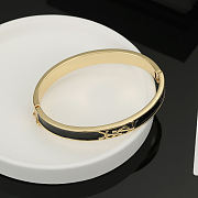 kitlife SAINT LAURENT Logo-plaque Bangle Bracelet In Black  - 2