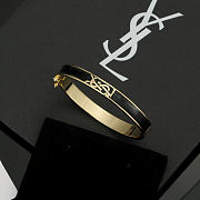 kitlife SAINT LAURENT Logo-plaque Bangle Bracelet In Black  - 4